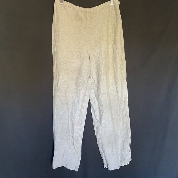 Eileen Fisher sandy tan wide leg professional lightweight trousers pants medium - Picture 1 of 9